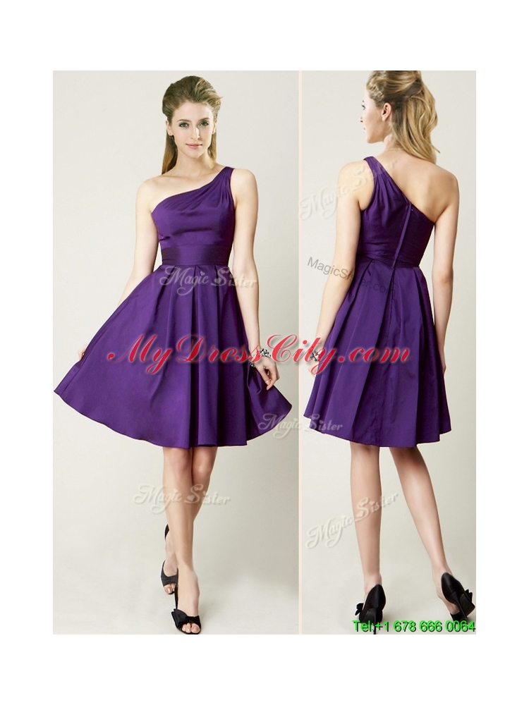 Top Selling Mini Length Ruching Prom Dress in Purple