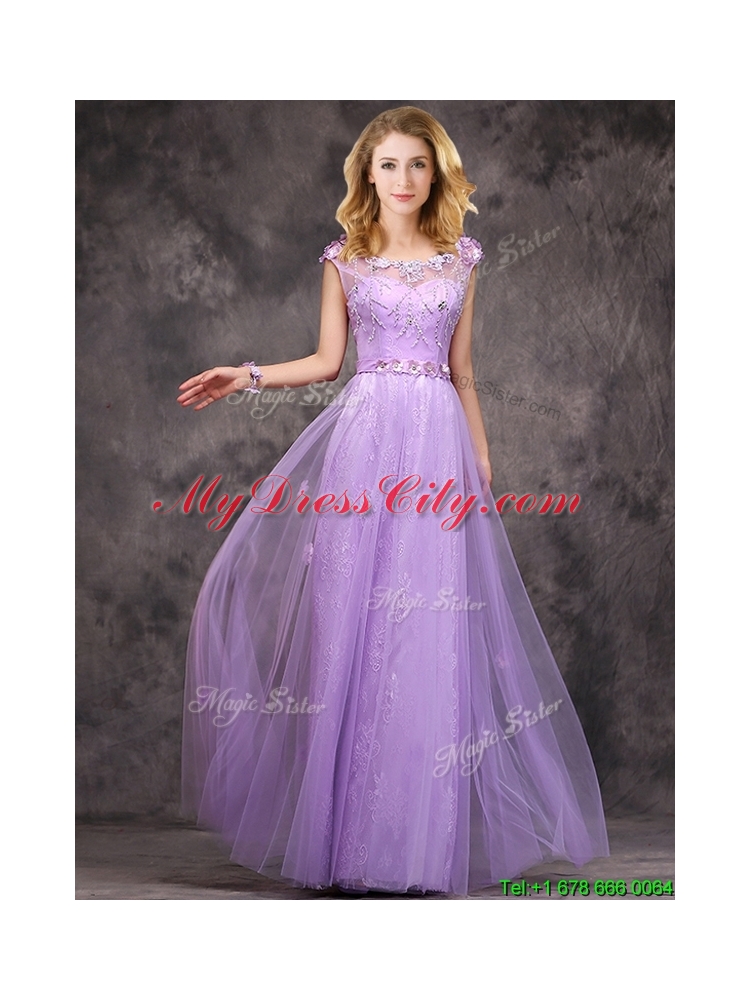 New Arrivals Beaded and Applique Long Prom Dress in Lavender