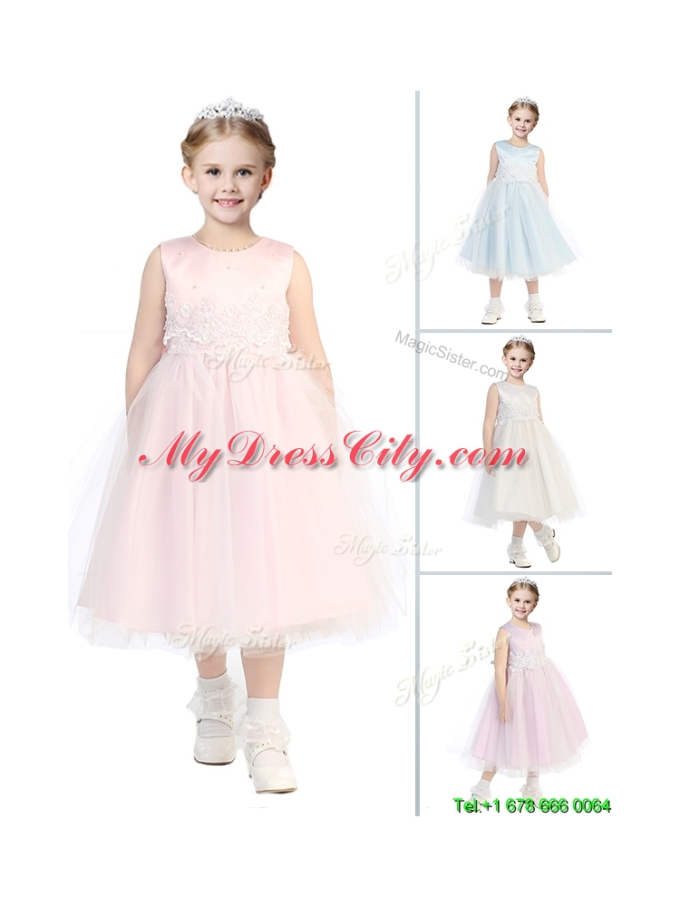 New Arrivals Scoop Little Girl Pageant Dress with Appliques and Beading