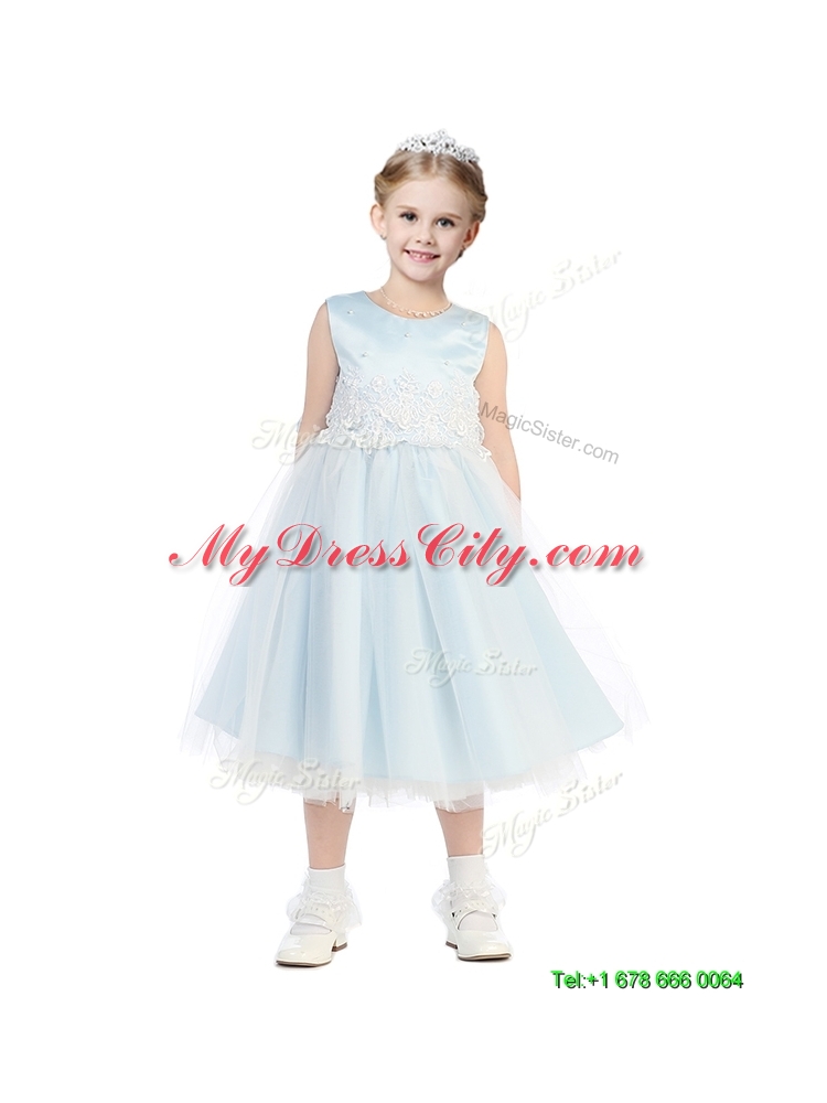 New Arrivals Scoop Little Girl Pageant Dress with Appliques and Beading