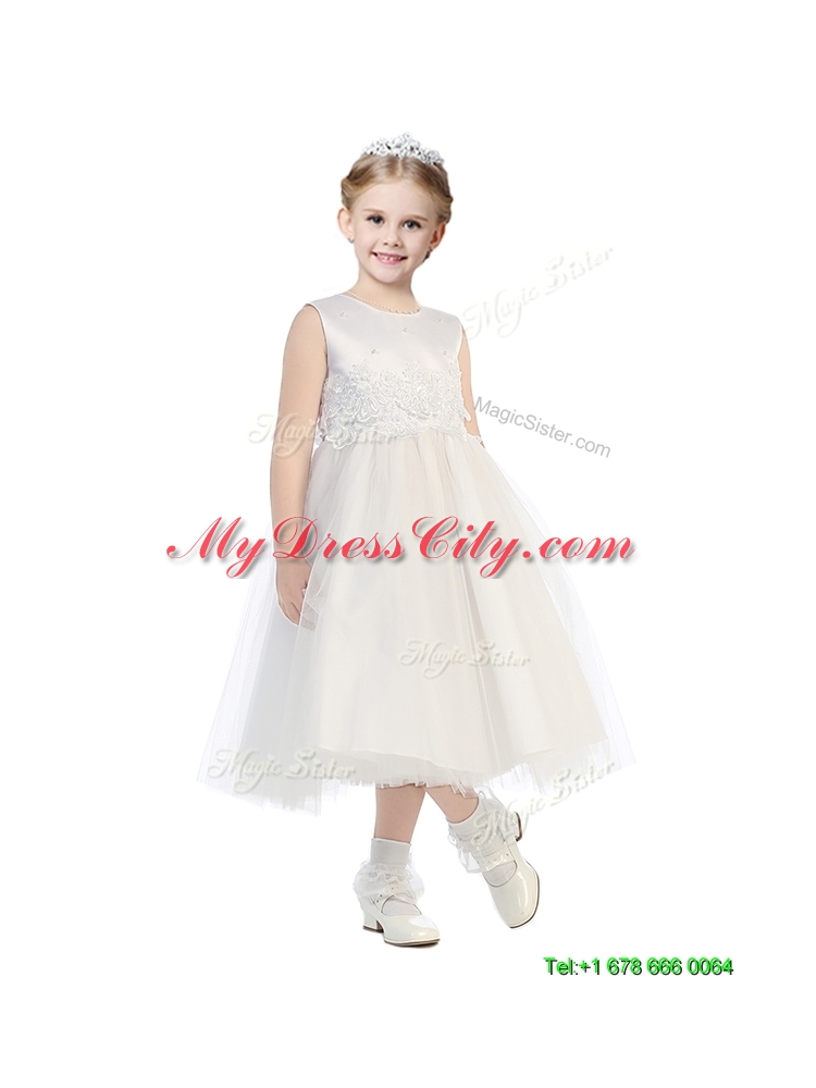 New Arrivals Scoop Little Girl Pageant Dress with Appliques and Beading