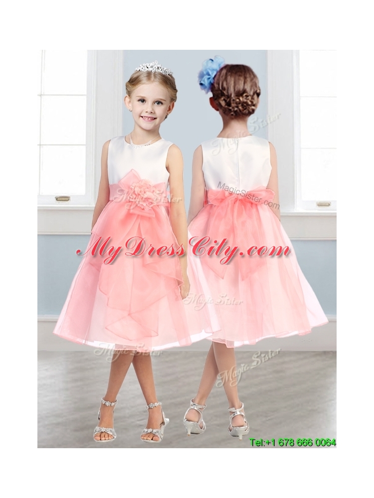 Beautiful Scoop Tulle Girls Party Dress with Hand Made Flowers and  Ruffles