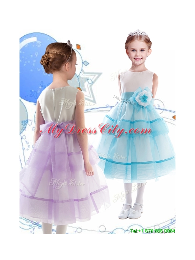 Discount Scoop Organza Little Girls Pageant Dress with Hand Made Flowers and Ruffled Layers