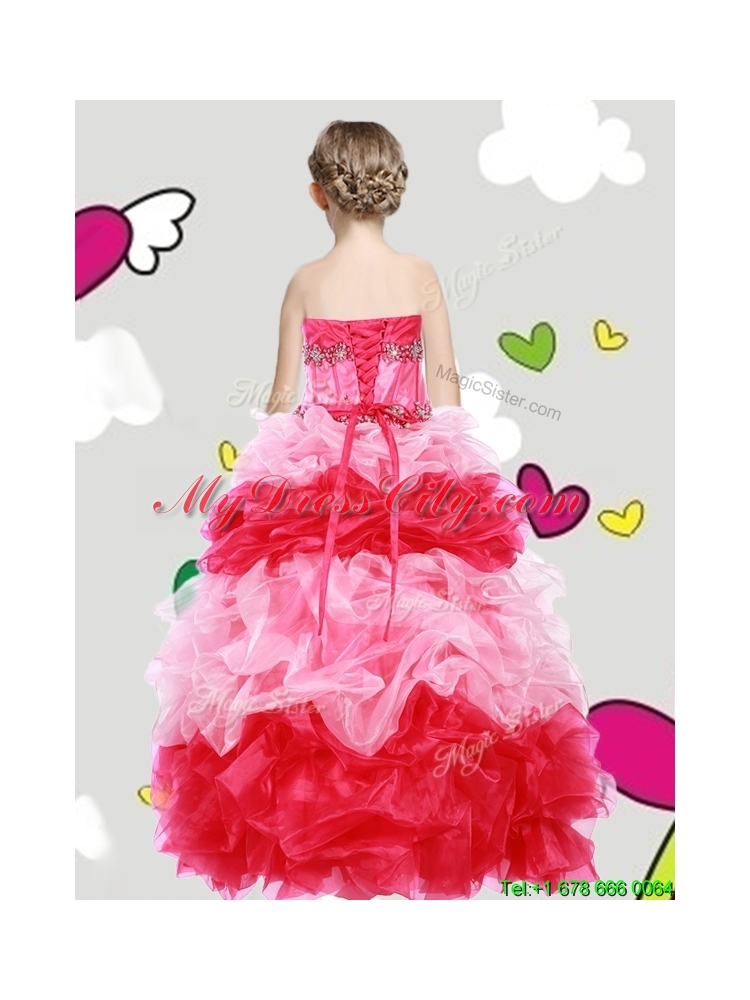 Lovely Beaded and Ruffled Girls Party Dress with Puffy Skirt