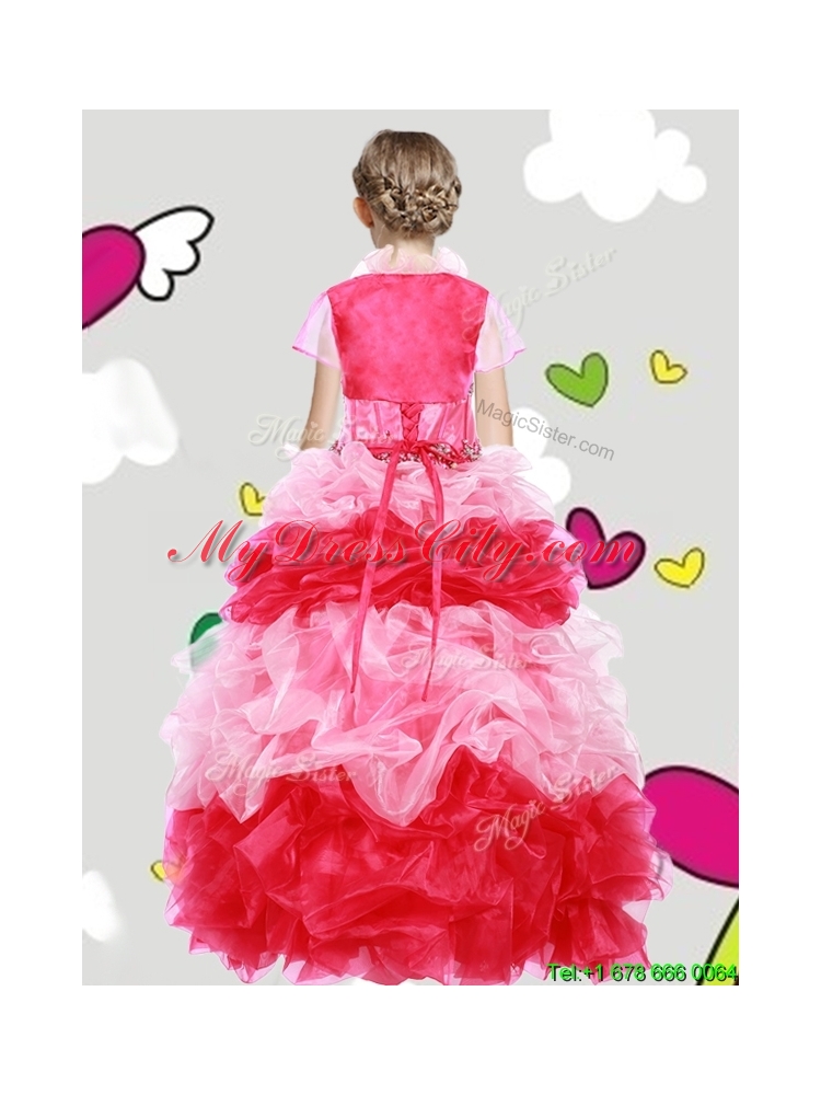 Lovely Beaded and Ruffled Girls Party Dress with Puffy Skirt