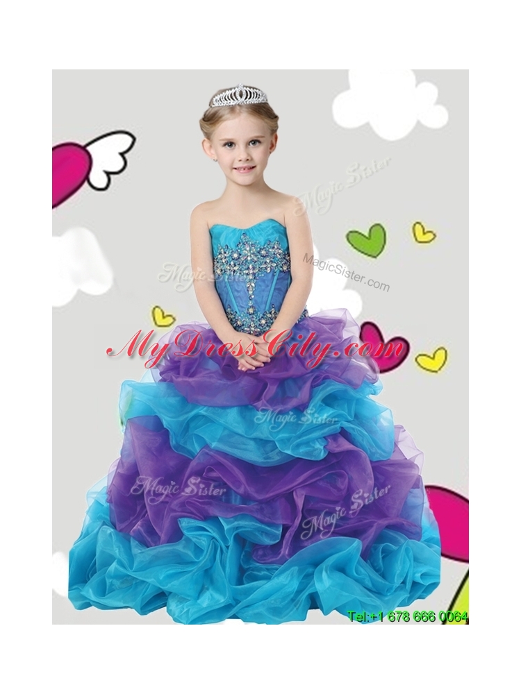 Lovely Beaded and Ruffled Girls Party Dress with Puffy Skirt