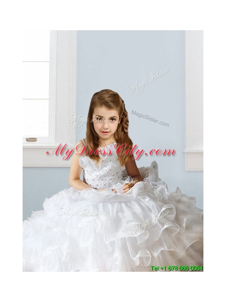 Fashionable Asymmetrical Neckline Mini Quinceanera Dress with Beading and Ruffles