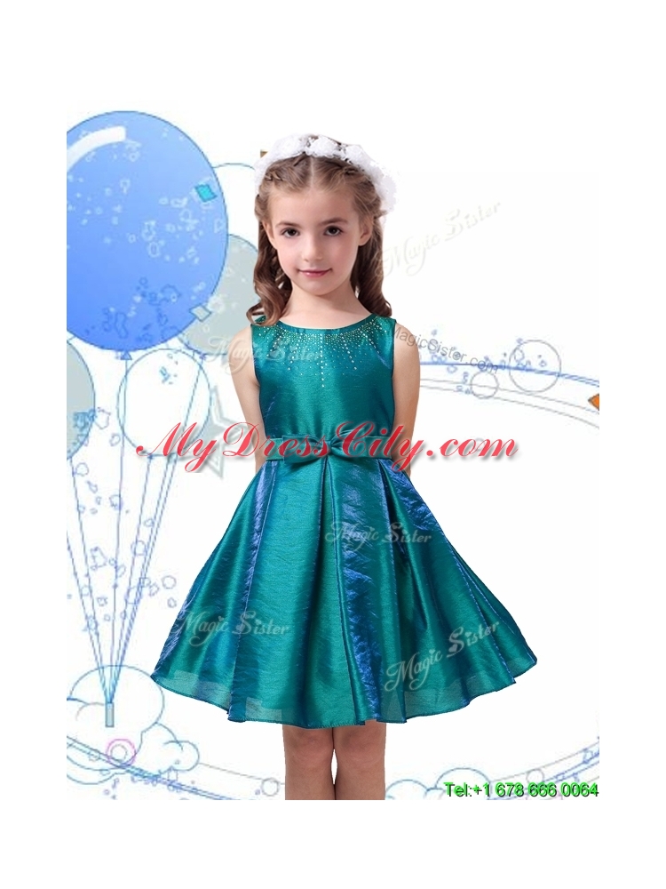 Romantic Scoop Organza Flower Girl Dress with Beading and Bowknot