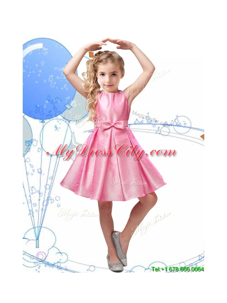 Romantic Scoop Organza Flower Girl Dress with Beading and Bowknot