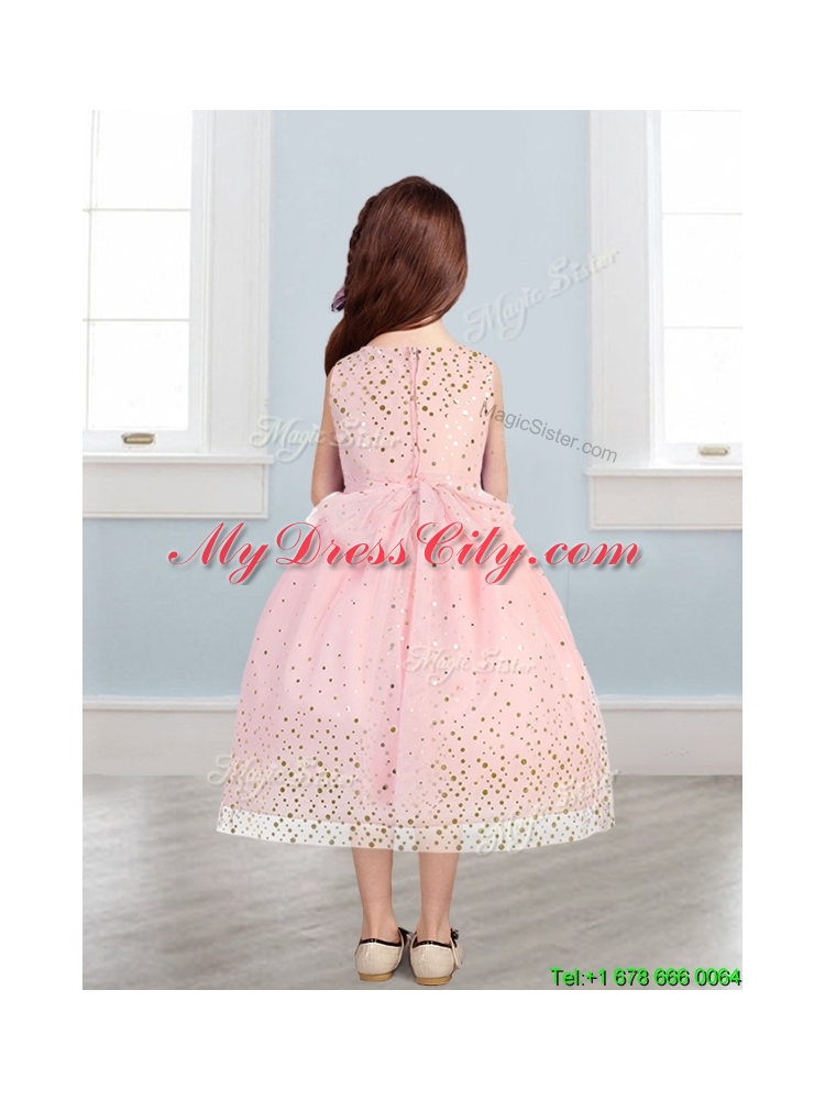 Beautiful Scoop Mini Quinceanera Dress with Hand Made Flowers and Sequins