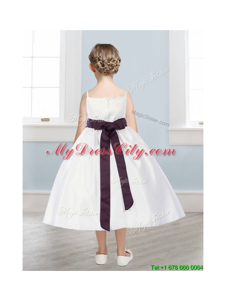 Fashionable Spaghetti Straps Mini Quinceanera Dress with Hand Made Flowers and Sashes