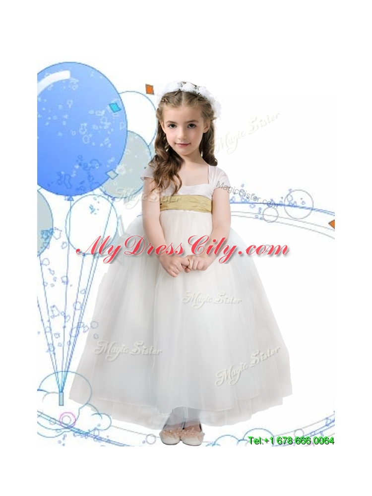 New Arrivals Square Cap Sleeves Mini Quinceanera Dress with Sashes