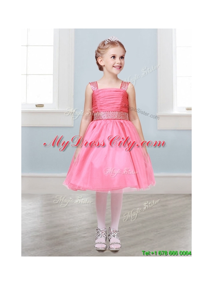 Popular Straps Tulle Mini Quinceanera Dress with Bowknot and Beading