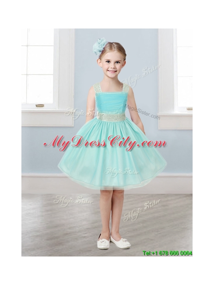 Popular Straps Tulle Mini Quinceanera Dress with Bowknot and Beading