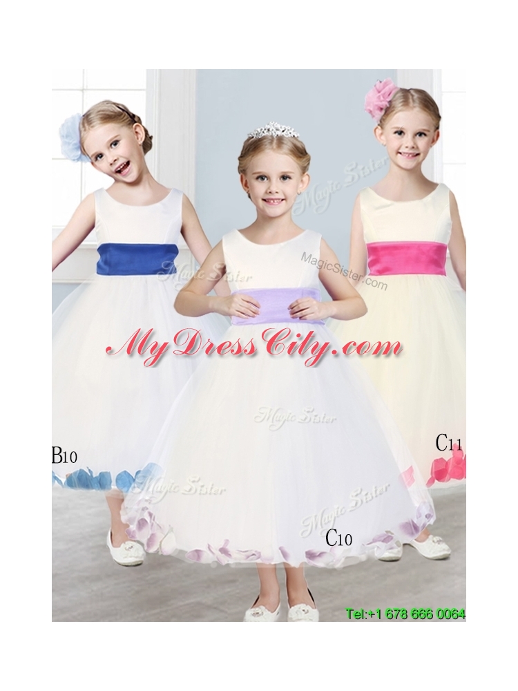 New Scoop Tulle Mini Quinceanera Dress with Sashes and Appliques