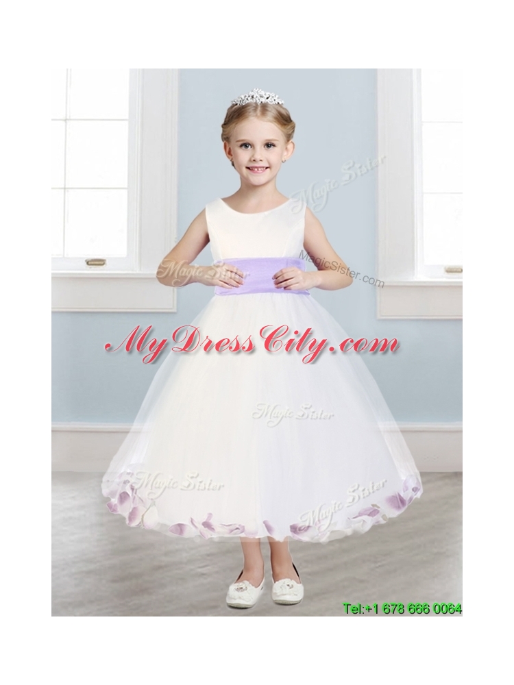 New Scoop Tulle Mini Quinceanera Dress with Sashes and Appliques