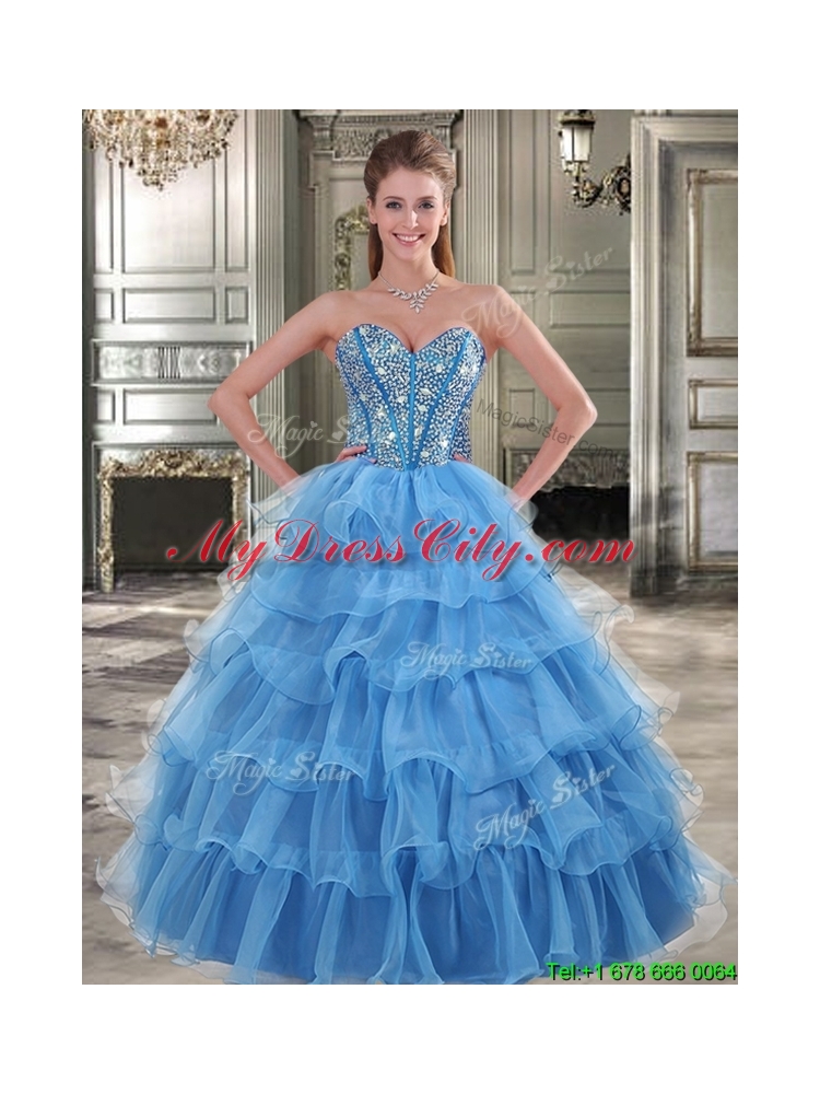 Exquisite Rose Pink Quinceanera Dress with Beading and Ruffled Layers