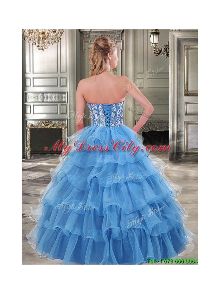 Exquisite Rose Pink Quinceanera Dress with Beading and Ruffled Layers