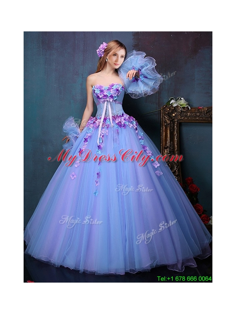 Fashionable A Line Multi Color Quinceanera Dress with Appliques and Bowknot