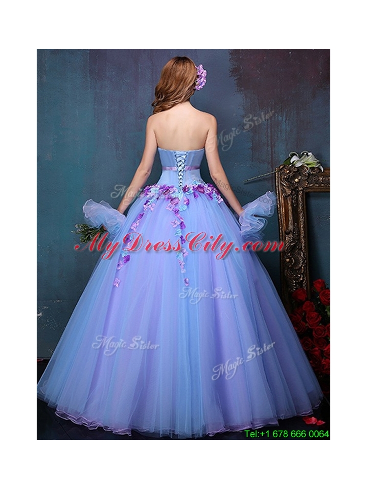 Fashionable A Line Multi Color Quinceanera Dress with Appliques and Bowknot