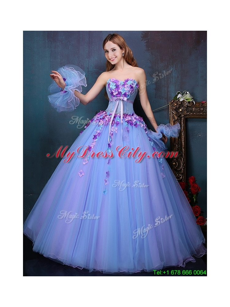 Fashionable A Line Multi Color Quinceanera Dress with Appliques and Bowknot