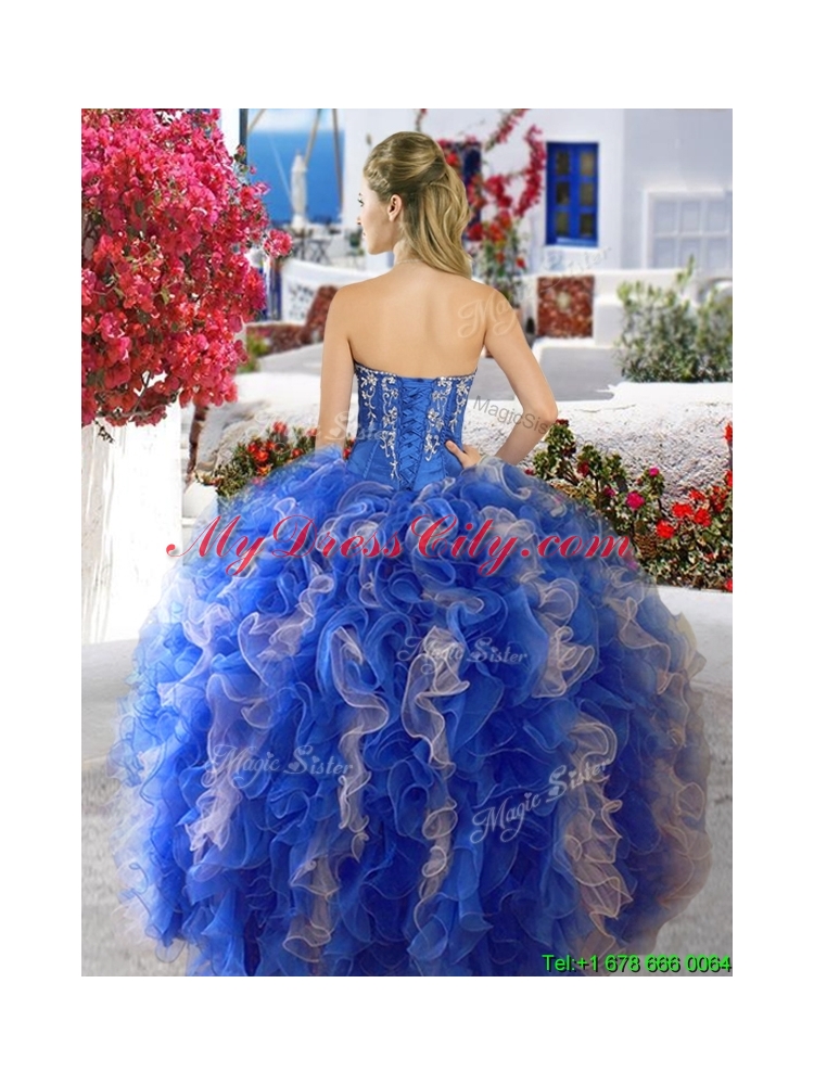 Lovely Red and White Quinceanera Dress with Beading and Ruffles