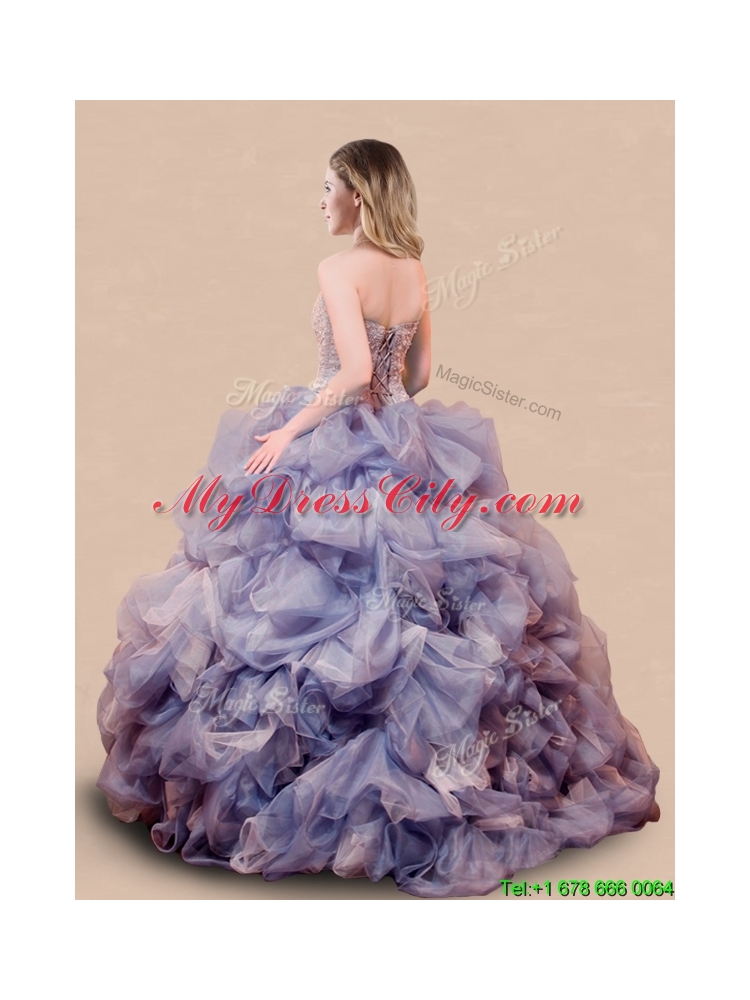 Popular Beaded and Bubble Big Puffy Lavender Sweet 16 Dress