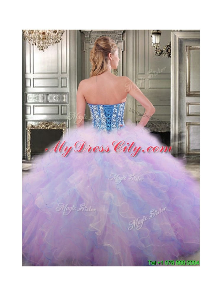 Gorgeous Beaded and Ruffled Tulle Quinceanera Dress in Multi Color