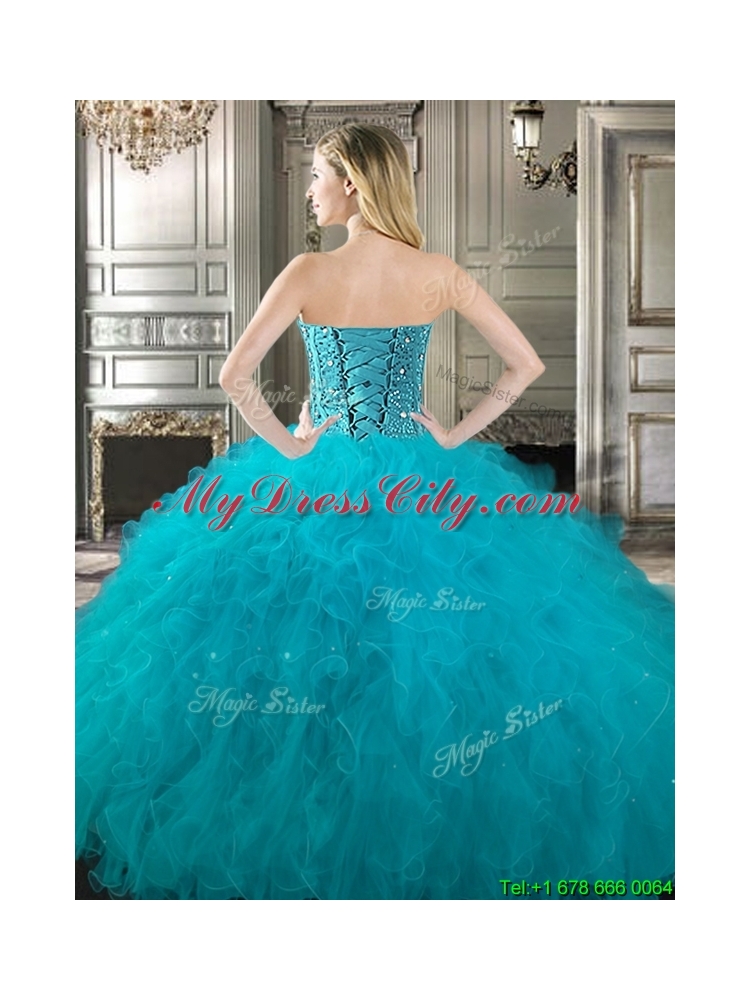 New Arrivals Ball Gown Beaded Red Tulle Sweet 16 Dress in Red