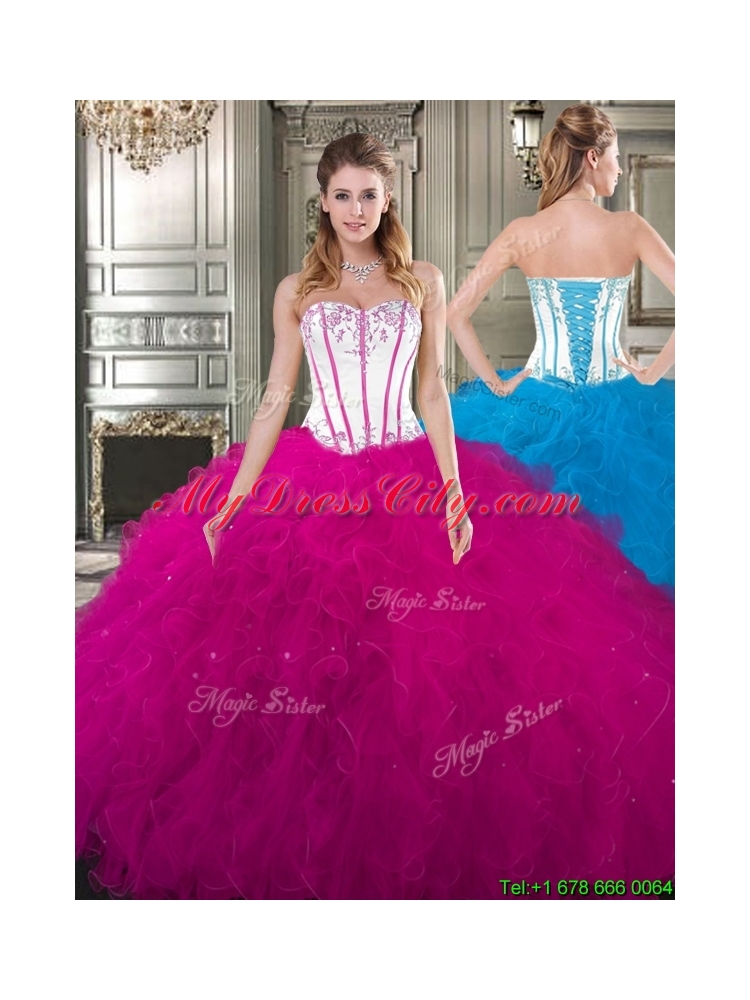 Pretty Big Puffy Tulle Sweet 16 Gown with Beading and Ruffles