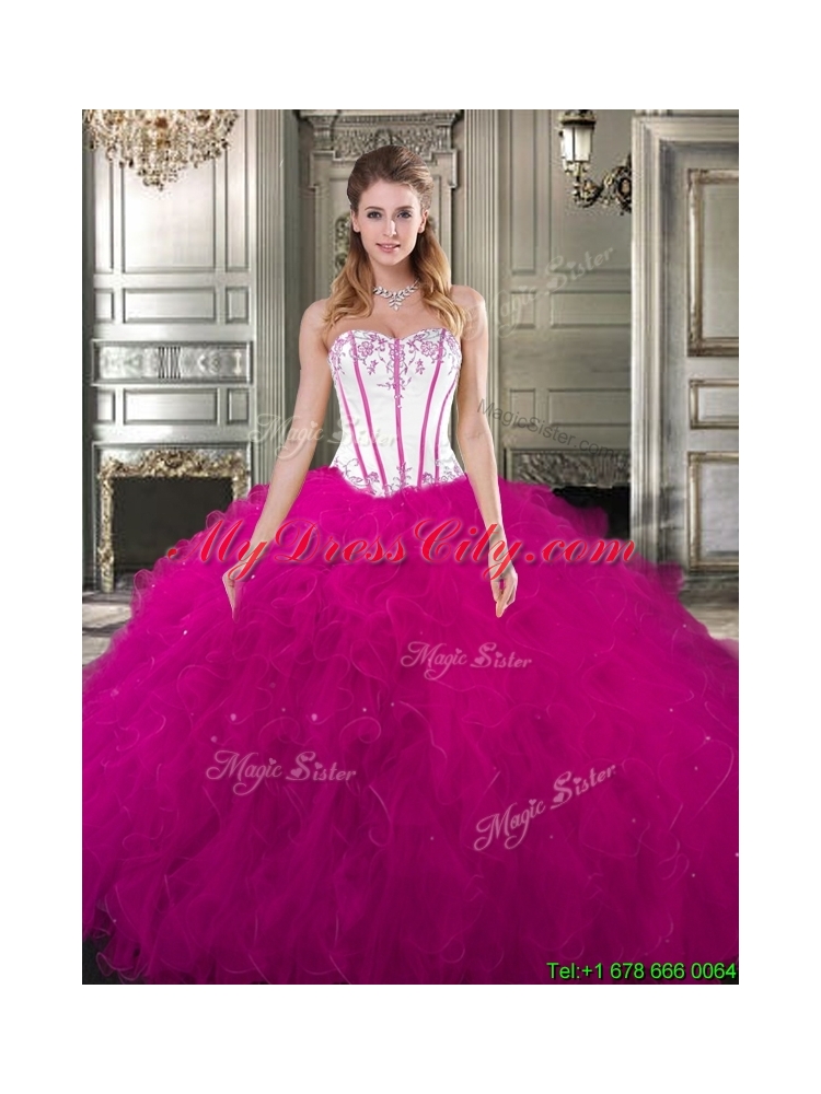 Pretty Big Puffy Tulle Sweet 16 Gown with Beading and Ruffles