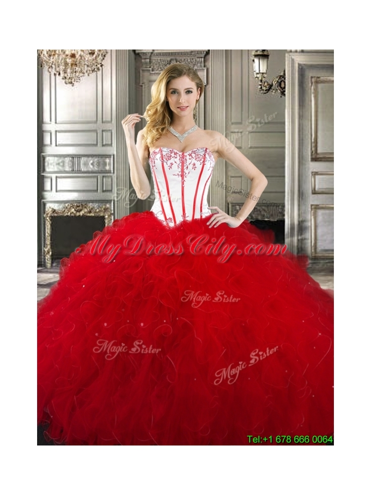 Pretty Big Puffy Tulle Sweet 16 Gown with Beading and Ruffles