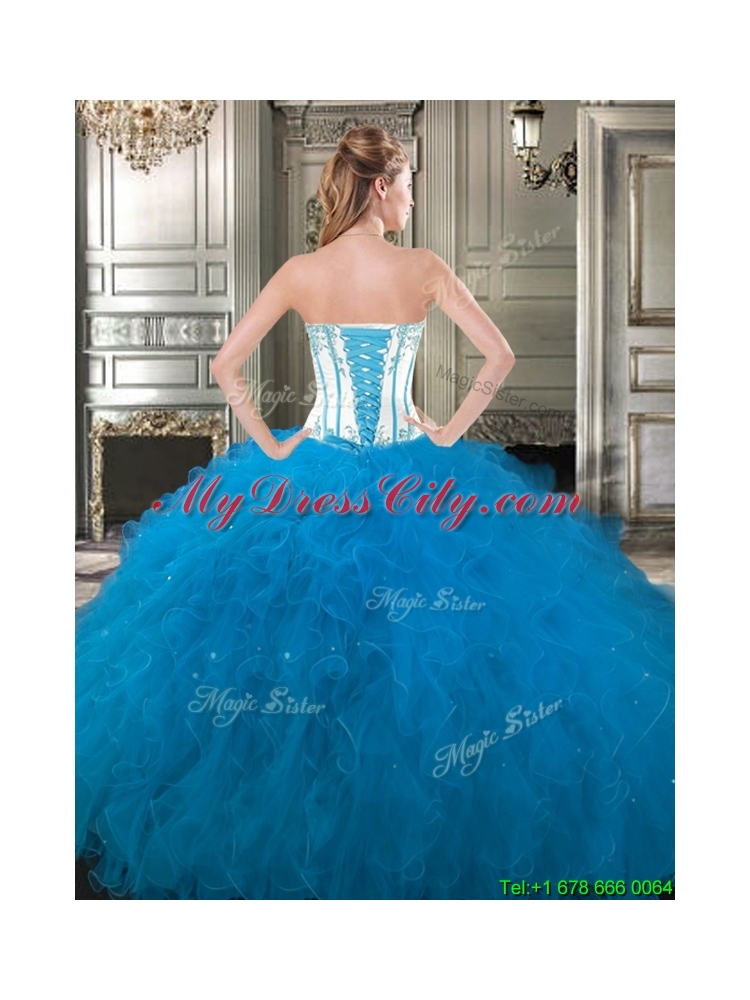 Pretty Big Puffy Tulle Sweet 16 Gown with Beading and Ruffles