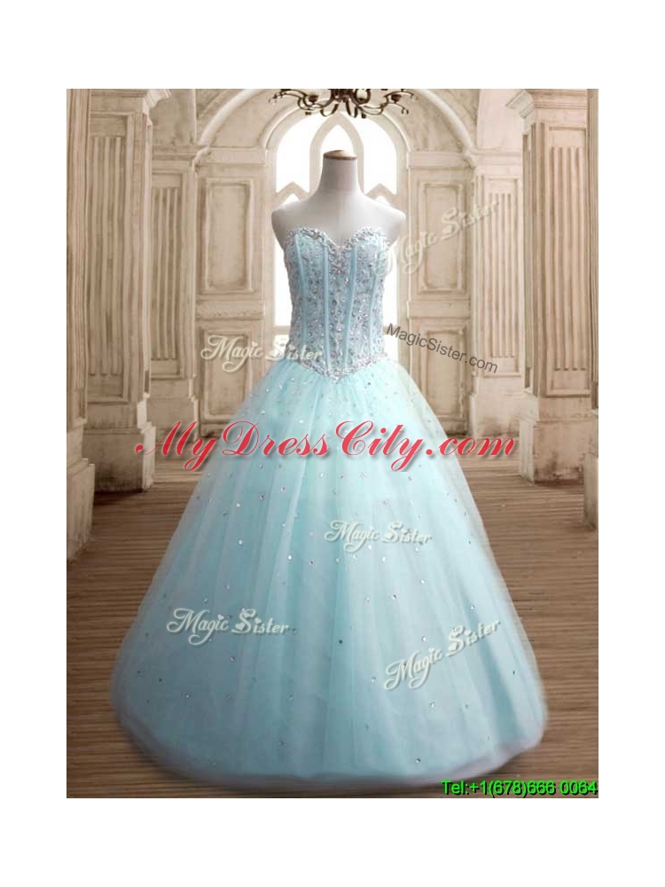 Latest Beaded Bodice Apple Green Sweet 16 Dress in Tulle