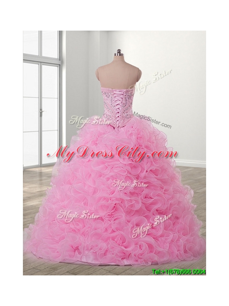 Lovely Baby Pink Detachable Quinceanera Dress with Beading and Ruffles