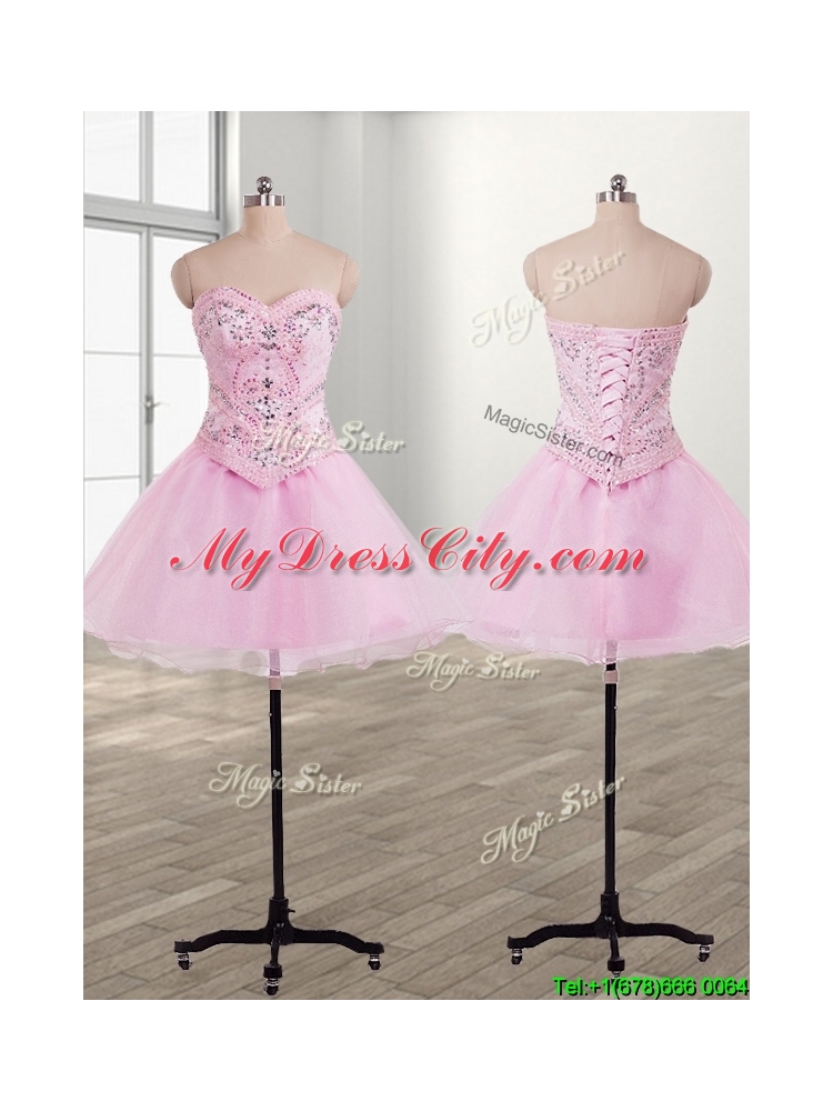 Lovely Baby Pink Detachable Quinceanera Dress with Beading and Ruffles