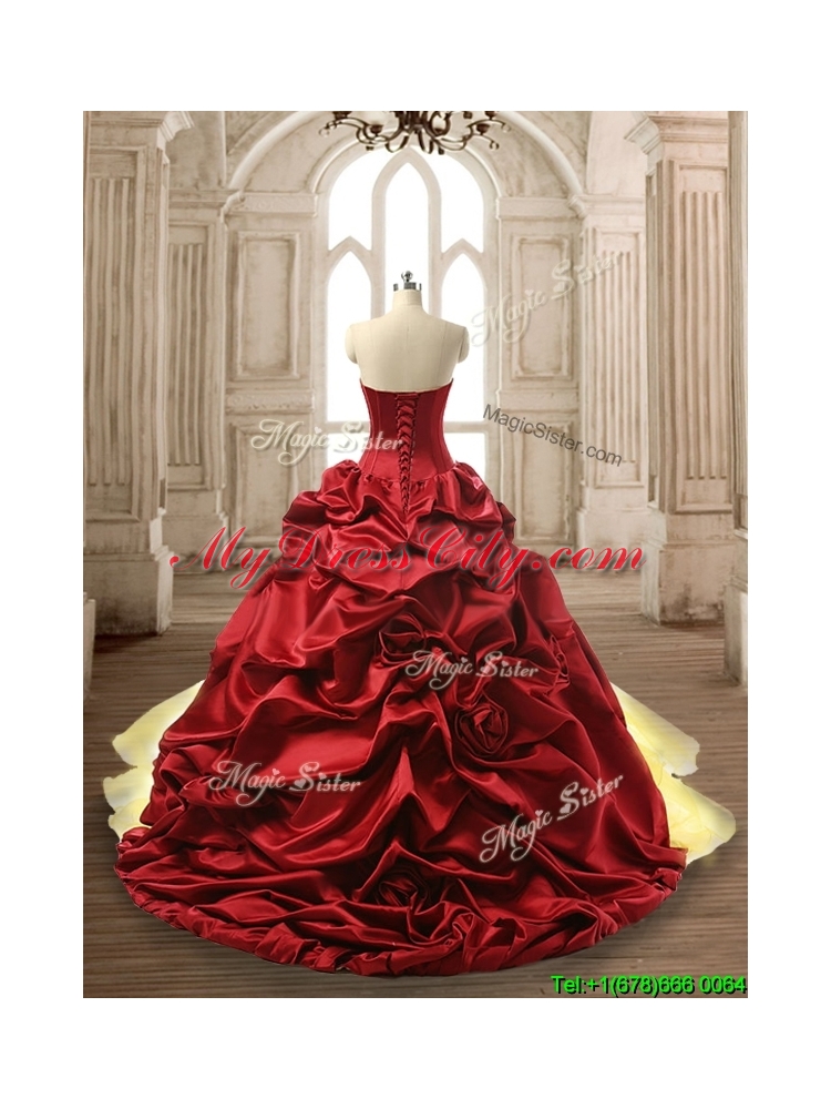 Luxurious Beaded and Ruffled Layers Quinceanera Dress with Brush Train