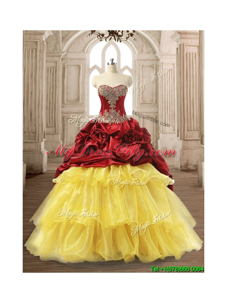 Luxurious Beaded and Ruffled Layers Quinceanera Dress with Brush Train