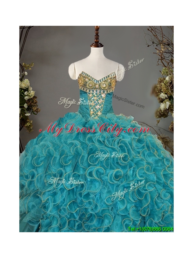 Romantic V Neck Quinceanera Dress with Beading and Ruffles for Winter