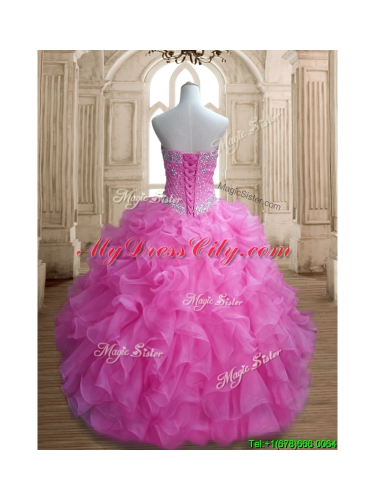 Cheap Lilac Big Puffy Quinceanera Dress with Beading and Ruffles