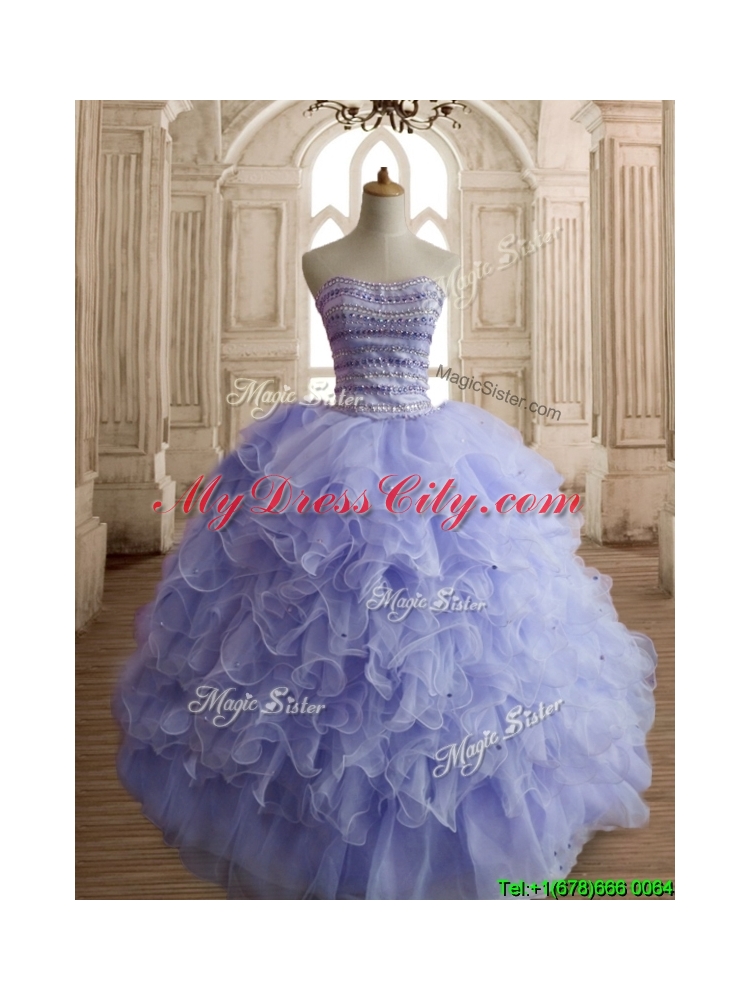 Best Selling Beaded and Ruffled Sweet 16 Dress in Lilac