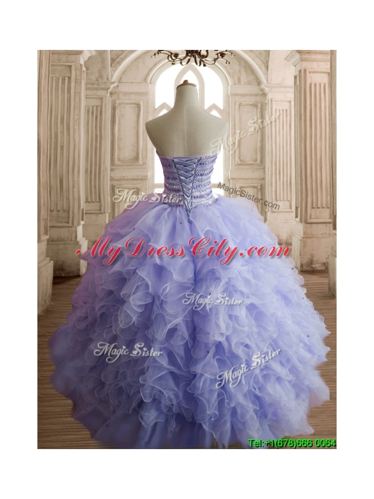 Best Selling Beaded and Ruffled Sweet 16 Dress in Lilac