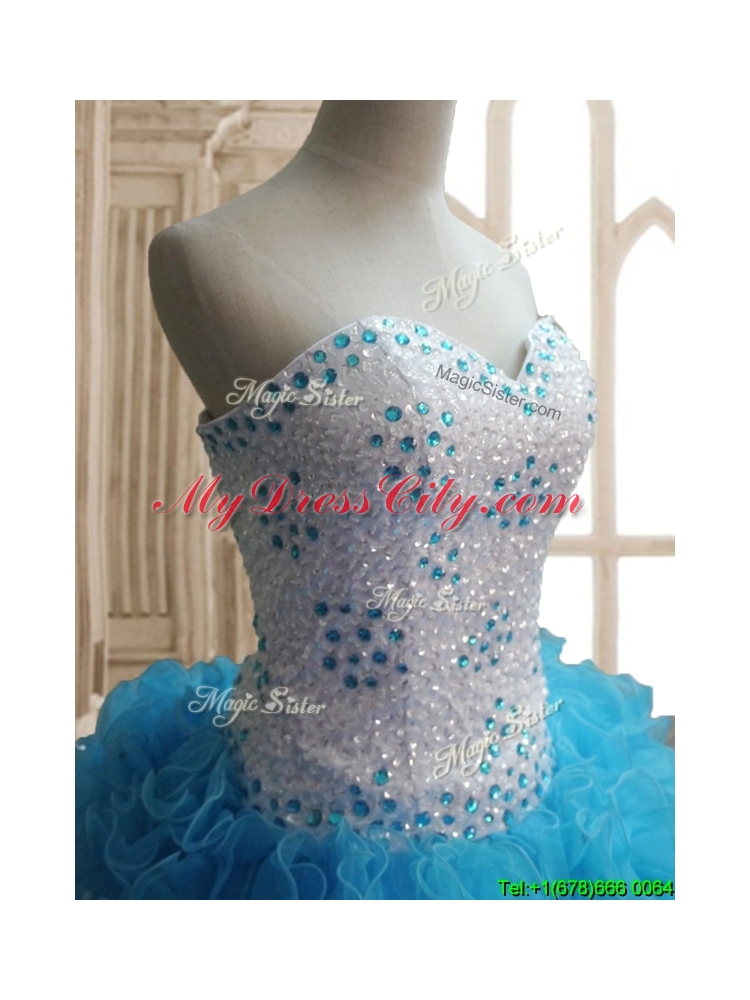 Affordable Baby Blue Big Puffy Quinceanera Dress with Beading and Ruffles