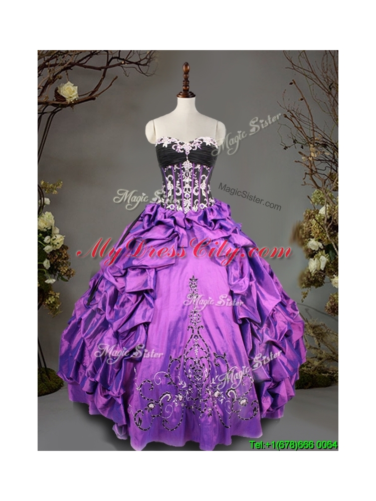 Exclusive Big Puffy Beading and Pick Ups Quinceanera Dress in Taffeta