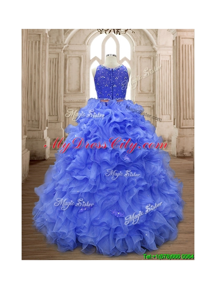 Latest Scoop Lavender Sweet 16 Gown with Beading and Ruffles