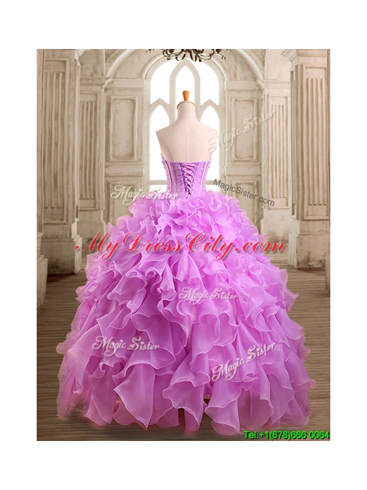 Lovely Applique and Beaded Organza Quinceanera Dress in Lilac