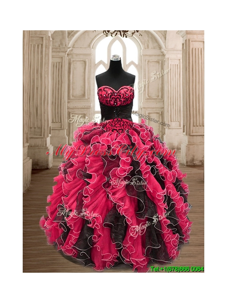 Luxurious Backless Sweet 16 Dress with Beading and Ruffles