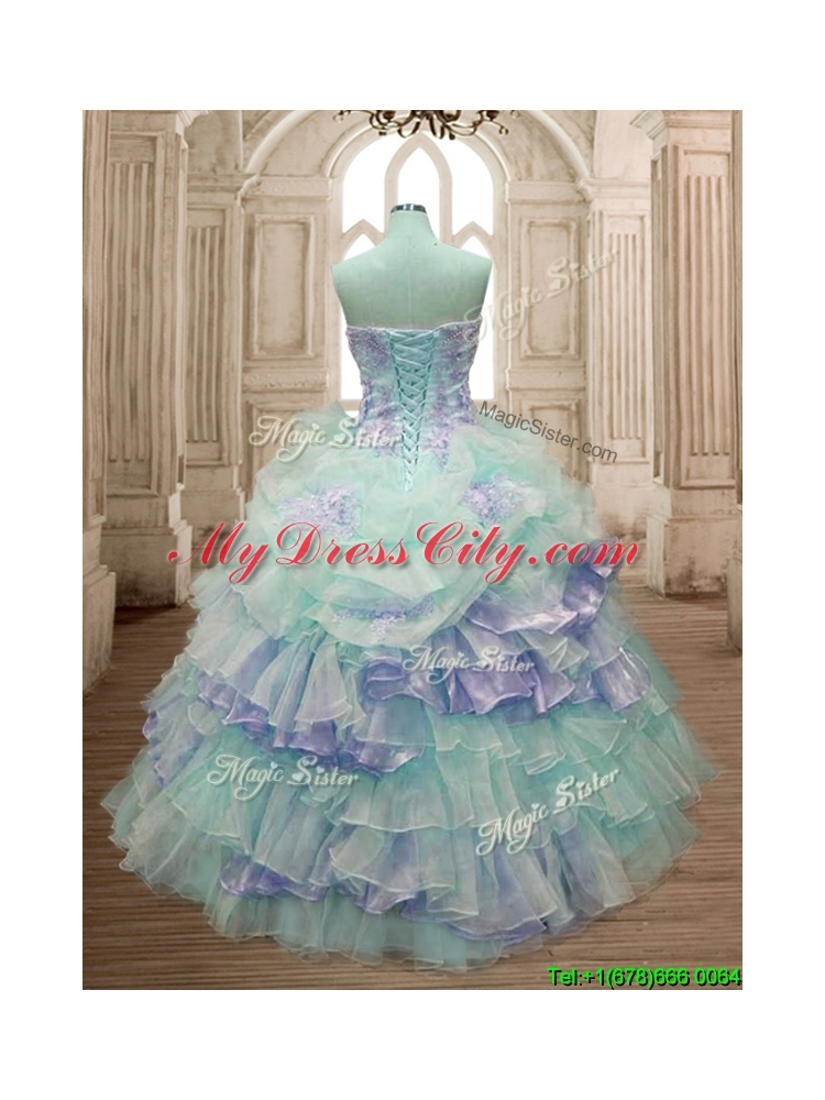 Hot Sale Ruffled Layers and Applique Quinceanera Dress with Big Puffy