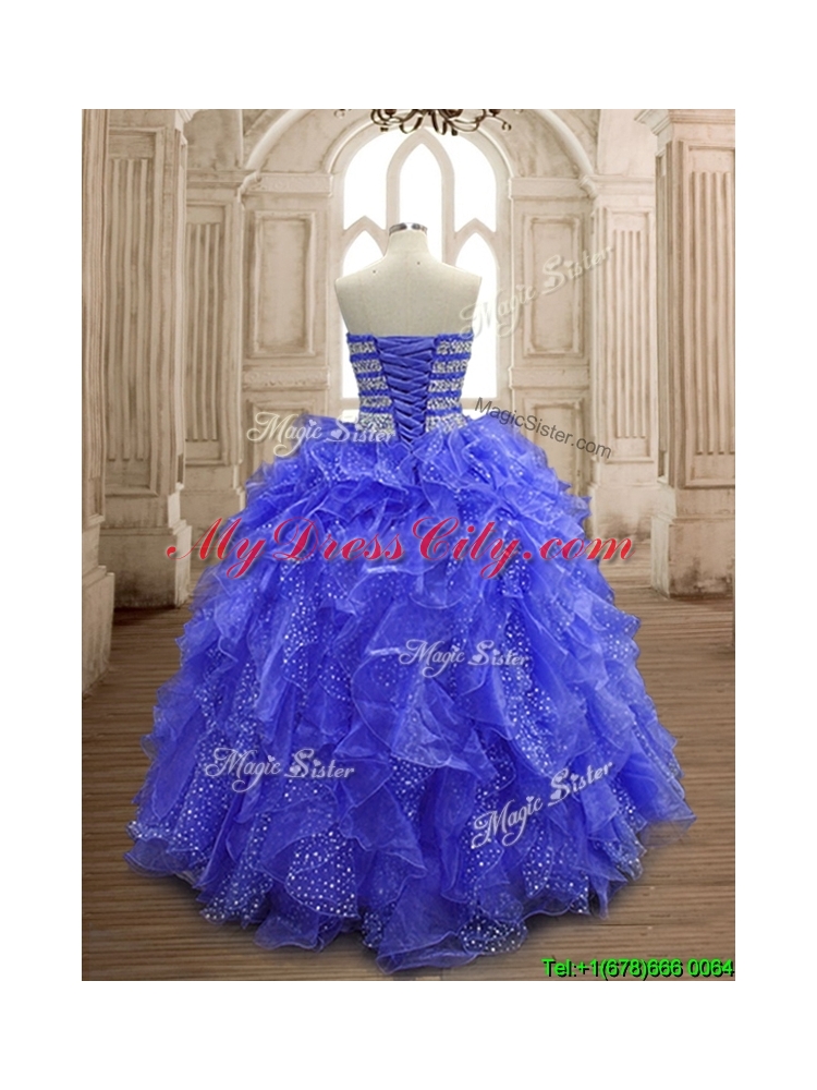 Latest Beaded and Ruffled Organza Quinceanera Dress with Really Puffy