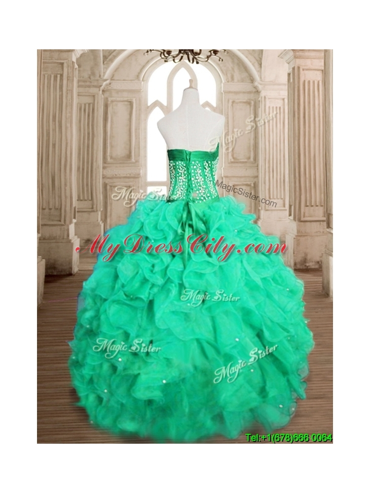 Perfect Beaded and Ruffled Sweet 16 Dress in Spring Green